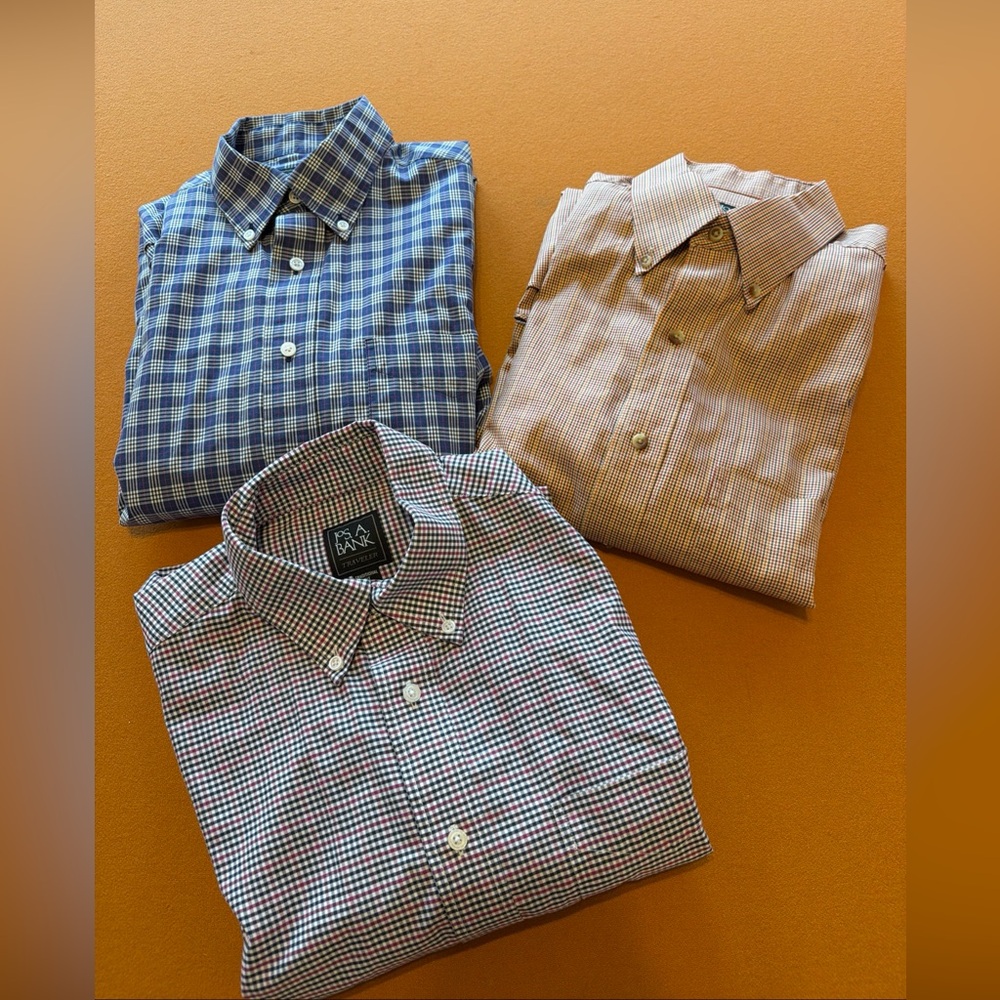 Lot of 3 Jos A Bank Long Sleeve Traditional Fit Traveler Shirts Medium